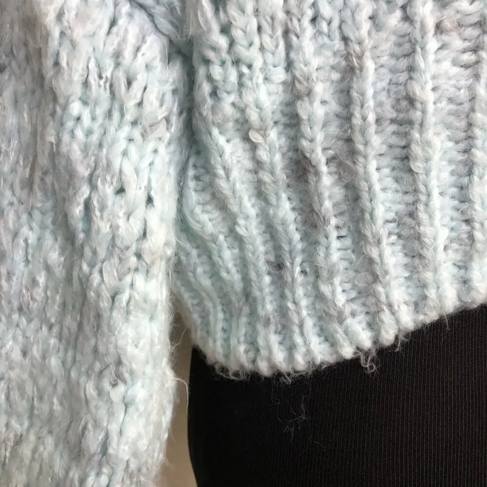 Urban Outfitters light blue semi open knit mock turtleneck sweater size Medium